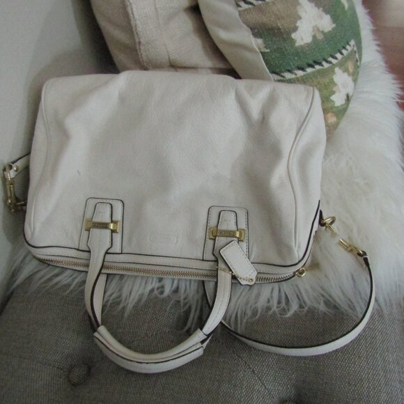 Coach White Leather Satchel With Shoulder Strap - Picture 8 of 11